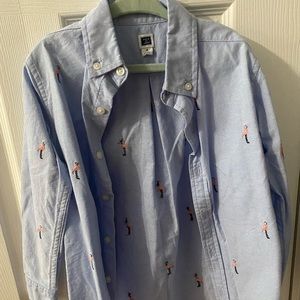 Janie and Jack size 4 boys Flamingo print button down.